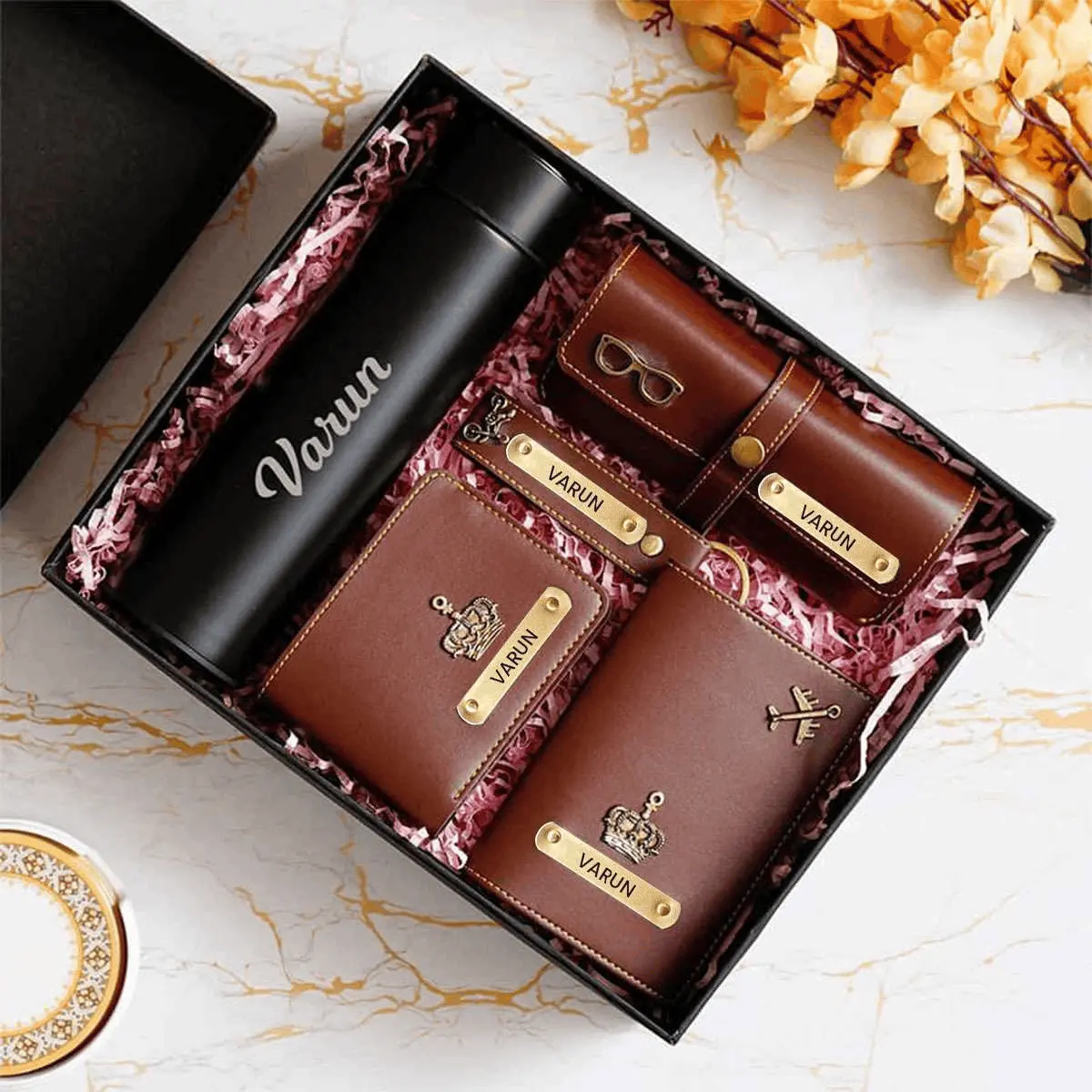 Gift Set for Him: Wallet, Belt & Cufflinks