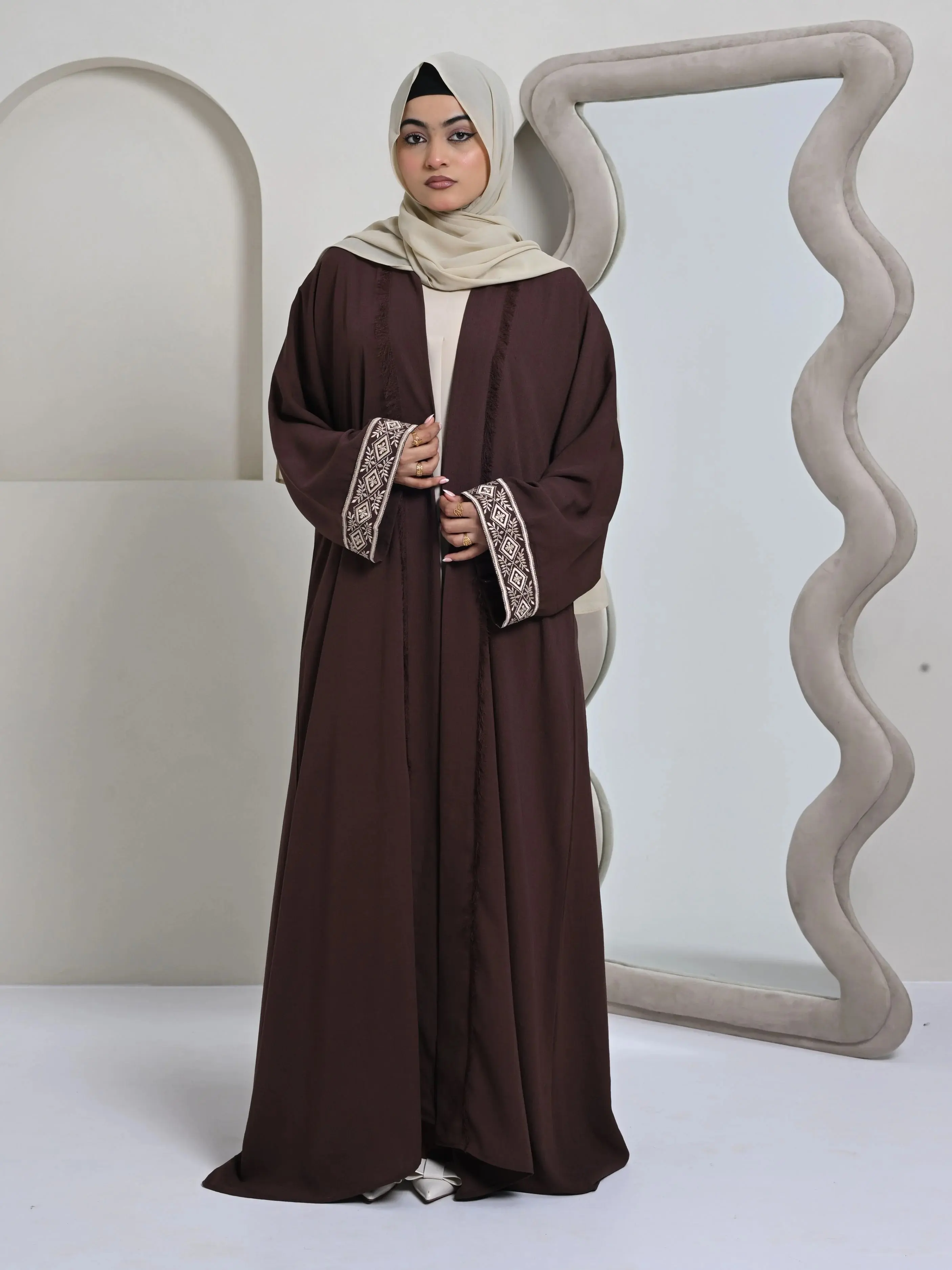 Brown Open Abaya, Crepe